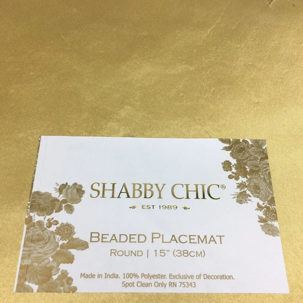 x4 Shabby Chic Beaded Yellow Sunflower Placemat Set Fall Thanksgiving Decor NEW